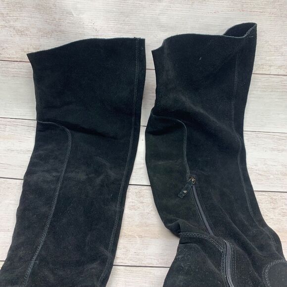 KDB SUEDE BOOTS OVER THE KNEE ANTHROPOLOGIE LOGAN BLACK 10 HEELS - Picture 3 of 16